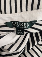 Lauren Ralph Lauren Womens Black White Striped Dress 2X