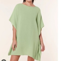 Andie Womens 100% Cotton Green Gauze Dress L/XL Short Mini Summer Beach Casual