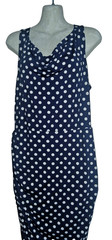 Star Vixen Blue/White Polka Dot Cowl Neck Sleeveless Ruched Maxi Dress L