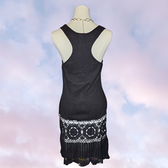 Y2k Moda International Black Crochet Coquette Ballet Whimsy Goth Tank Dress M