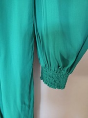 Boden Emerald Pleated Midi Dress 6 Blouson Sleeve Quiet Luxury Wedding Guest NWT