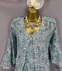 Ann Balon light turquoise lace sequin mother of the bride/groom dress suit 14