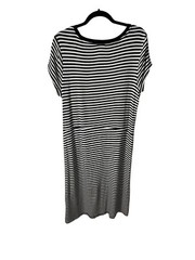 Cable & Gauge Black White Tie Waist Cap Sleeve Pullover Shift Dress Size XL