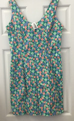 NWT TIKAL TRADING COMPANY Key West Shift Dress Green Prt Back Zip Tropical Sz Lg