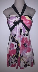 Womens LA BELLE Halter Strap Floral Above Knee Dress ~ Size Medium M
