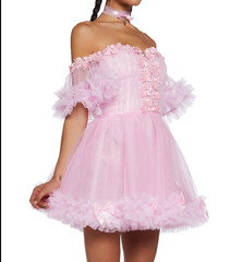 Sugar Thrillz Size XS Pink Ruffle & Bow Dress Tulle Dolls kill