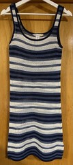 C&C California Womens XS Blue Striped Open Knit Mini Tank Dress , Never Worn