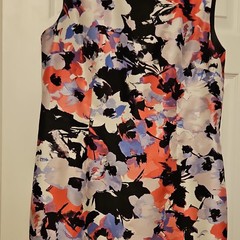 Black Label by Evan-Picone Floral Sheath Dress Lined Sleeveless Knee 12