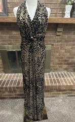 Tadashi Collection Leopard Silk Blend Halter Gown 8 Mob Wife Aesthetic Glam