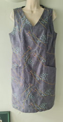 White Stuff Dress size 12 textured grey blue pinafore shift linerd sleeveless