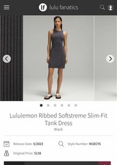 NWT Lululemon Ribbed Softstreme Slim-Fit Tank Dress Black BLK Size 6