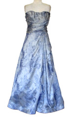 Rene Ruiz Blue Gray Strapless Gown Dress Size 6 Women Crinoline Skirt