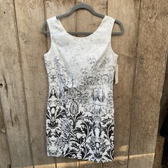 NWT Anthropologie Cluny Scoop Neck Sleeveless Sheath Dress size 10 Black White