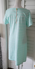 Sail to Sable cabbage short sleeve striped day dress gold exposed zipper L
