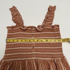 Roxy Womens Teracotta Rust Orange Striped Smocked Mini Sun Dress Size Medium