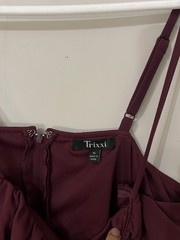 Trixxi Burgundy Square Neck Ruched Fit & Flare Pocket Dress Knee Length XL