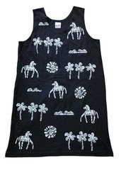 Vintage M. Mac Cotton Fields Black White Zebra Palm Tree Tank Dress Women’s L