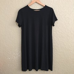 J Jill Wearever Collection Black Swing Dress Size Medium Petite Short Sleeve