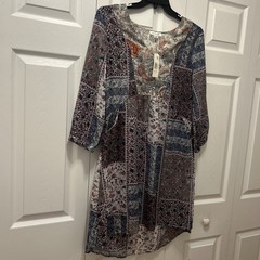 NWT Simply Noelle Flowy Boho Patchwork High Low Hem Dress With Pockets Size-S/M