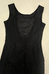 Vintage Datiani Black Lace Dress Women 8 Satin Trim Sleeveless Bodycon Mini USA