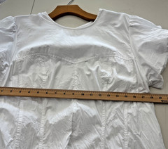 Anthropologie Maeve Puff-Sleeve White Mini Dress Size L Baby Doll Coastal Party