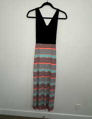 Gilli Women’s Maxi Dress V-Neck Sleeveless Striped Knit Stretch Black S
