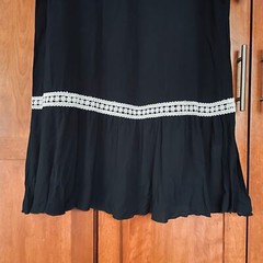 Commense Midi Dress Lightweight Open Sleeve Lace Trim Black Size XS NEW