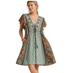 Anthropologie Astrid Tunic Dress Floral Flutter Sleeve Boho Pockets Size M