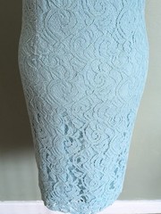 Roman Lace Bodycon Dress UK 14 Lined Pale Aqua Slight Stretch Party Occasion