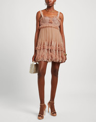 Authentic NEW BURBERRY Women&rsquo;s Nude RUNWAY Tull / Lace Baby Doll Dress 6 US S