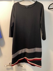 INC 3/4 Sleeve Sheath Dress Color-blocked design Black Red White XL