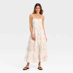 Women&rsquo;s Lace Maxi A-Line Dress – Universal Thread Cream Floral L