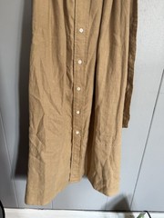 Polo Ralph Lauren Beige Solid Collared Short Sleeve Linen Shirt Dress Belt (8)