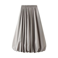 Combhasaki Women&rsquo;s Elegant Elastic High Waist Solid Color A-Line Pleated Puffbal