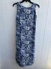 Charter Club Blue Floral 10P Tank Dress Lined Rayon Rear Zipper