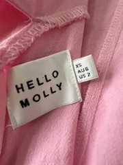 Hello Molly Pink Solid A-Line Sleeveless V-Neck Midi Dress Regular XS