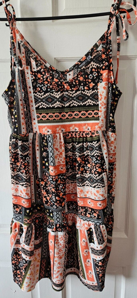 Pep&Co size 14 ladies strappy sleeveless dress multicoloured knee length