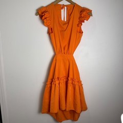Shein Mini Dress Womens XS Orange Ruffle Cutout Open Back Summer Sundress