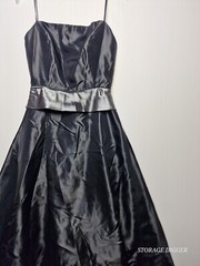 Lazaro Midi Dress Womens 10 Black Ribbon Belt Square Neck Spaghetti Straps Party