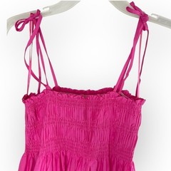 NWT PINCH Fuchsia Smocked Cotton Poplin Mini Dress, Medium