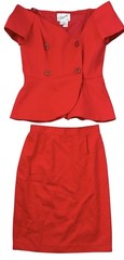 Scaasi Dress Coral Off Shoulder Vintage 2 Piece Top And Skirt Women’s Size 10