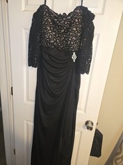 Betsy And Adam Black Lace- Off- The – Shoulder Gown Size 20