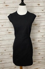 theory black classic office crew neck cotton-blend sheath mini dress Size 4
