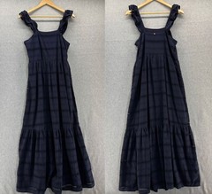 Touche Balneaire Size Large Maxi Dress Navy Blue Sleeveless Tank Cotton Blend