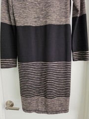 Max Studio Gray Black Long Sleeve Stretch Knee Length Sweater Dress Size Large