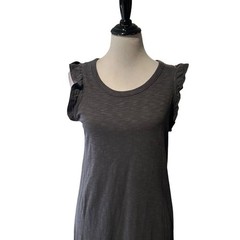 Universal Thread Midi Maxi Dress Ruffle Sleeve Size S Gray Distressed Minimalist
