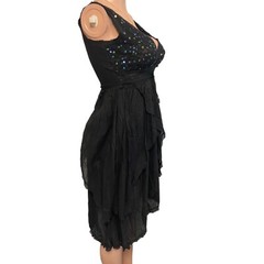 Y2K Fairycore Gothic Sequin Layered Mini V-neck Dress S Vintage Costume Party