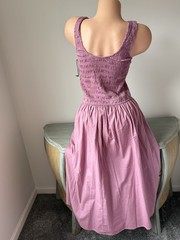 Sincerely Jules Smocked Dress XL Mauve Pink Cottagecore Rio Beach Pockets Cotton