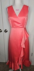 NWT CAMILYN BETH Remi Dress Women&rsquo;s Pink Crepe Ruffle Dress Size 6 $335 Wedding