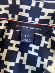Tommy Hilfiger Shirt Dress Womens Large Geo Logo Print Button Front Belted